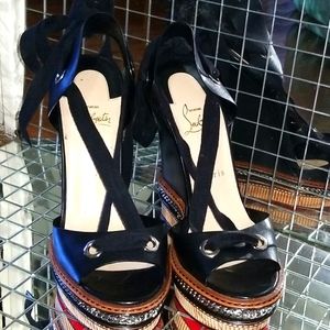AUTHENTIC CHRISTIAN LOUBOUTIN LACE UP WEDGES